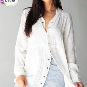 Natural Life Laid Back Button Down Top Size M